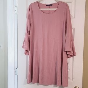 NWT Apt 9 XL Boho A-Line Bell Sleeve Pink Dress